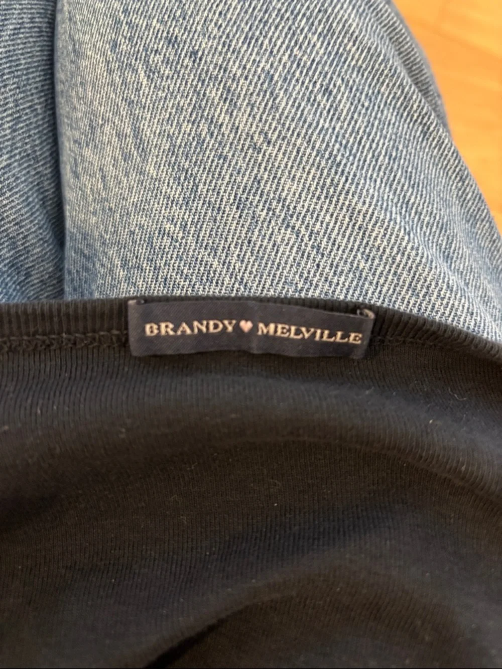 Brandy Melville Off the Shoudler Black Long-Sleeve Henley Button Top - Women's - Picture 3 of 3